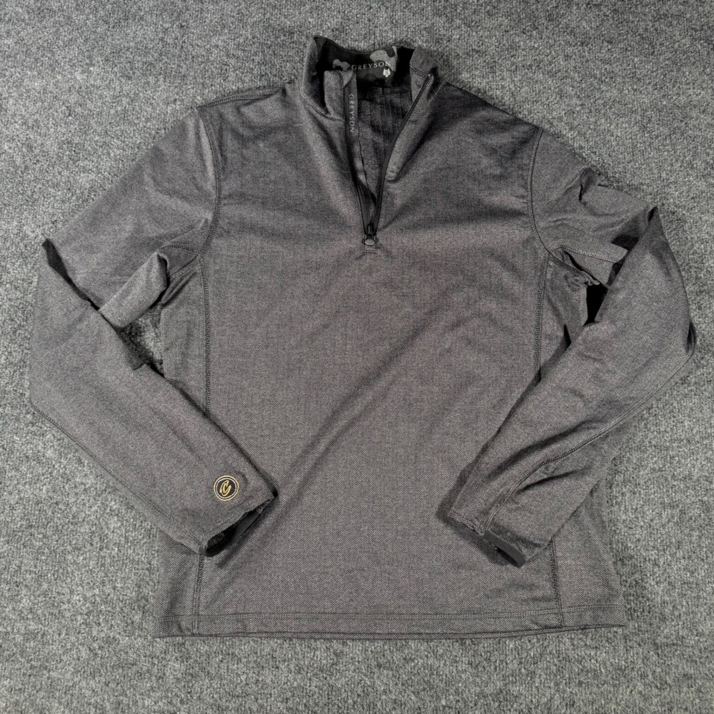 Greyson Golf Pullover 1/4 Zip Herringbone Small Gray Mens Cleveland Cavs logo